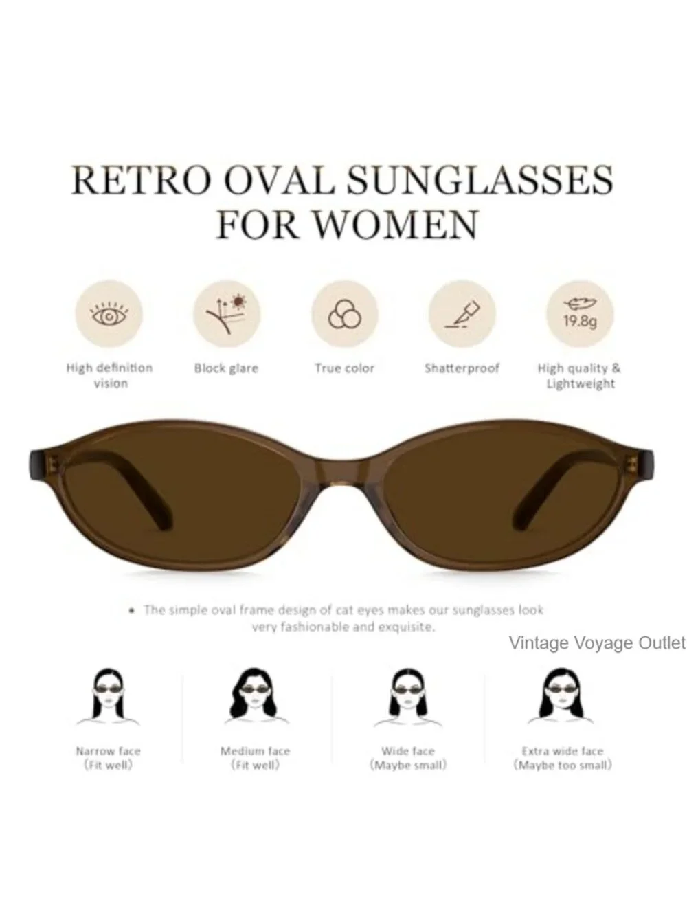 90s Oval Cat Eye Sunglasses UV400 Retro Shades